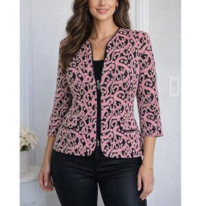 Nueva - Pink and Black Embroidered Zip Blazer